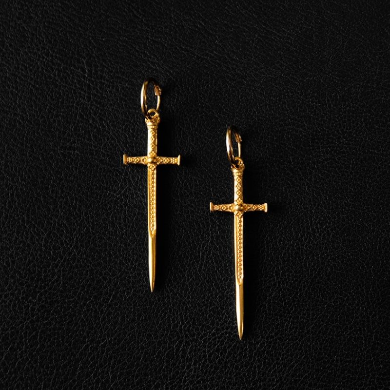 Sacred Sword | Boucles d'oreilles créoles Charm - Or - NOIR KĀLA