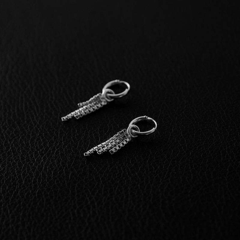 Triad Link | Boucles d'oreilles créoles à breloques - NOIR KĀLA