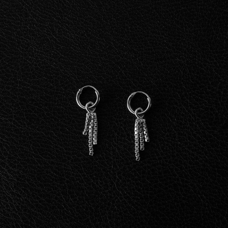 Triad Link | Boucles d'oreilles créoles à breloques - NOIR KĀLA