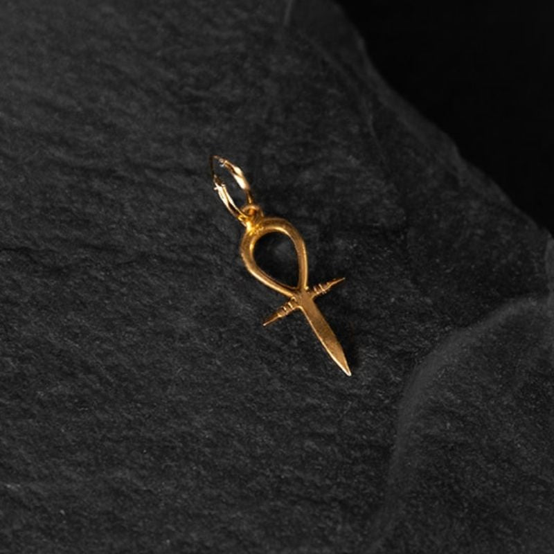 Ankh | Womb of Life solo Hoop Earring - Gold - NOIR KĀLA