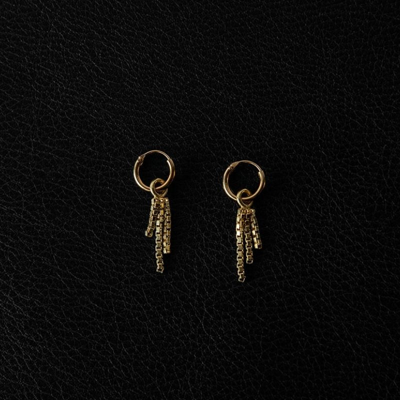 Triad Link | Boucles d'oreilles créoles à breloques - Or - NOIR KĀLA
