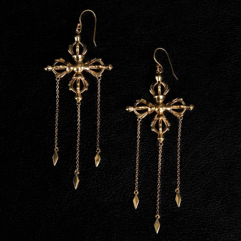 Double-Vajra | Boucles d'oreilles pendantes - Laiton