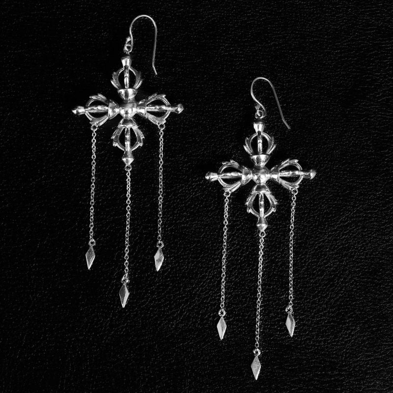 Double-Vajra | Boucles d'oreilles Pendantes - NOIR KĀLA