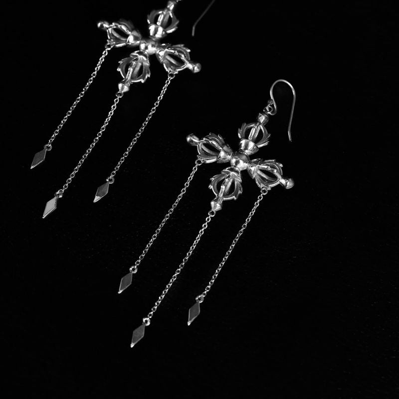Double-Vajra | Boucles d'oreilles Pendantes - NOIR KĀLA