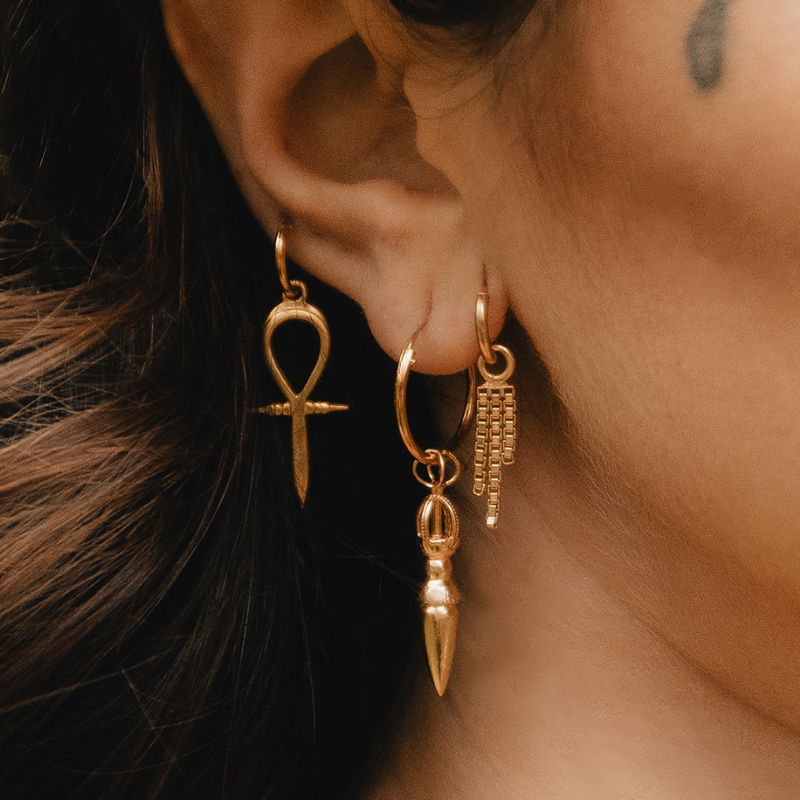 Ankh | Boucles d'oreilles créoles Womb of Life - Or - NOIR KĀLA