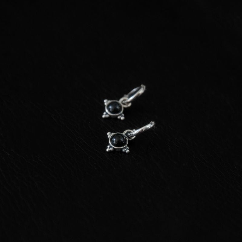 Dark Onyx | Charm Hoop Earrings