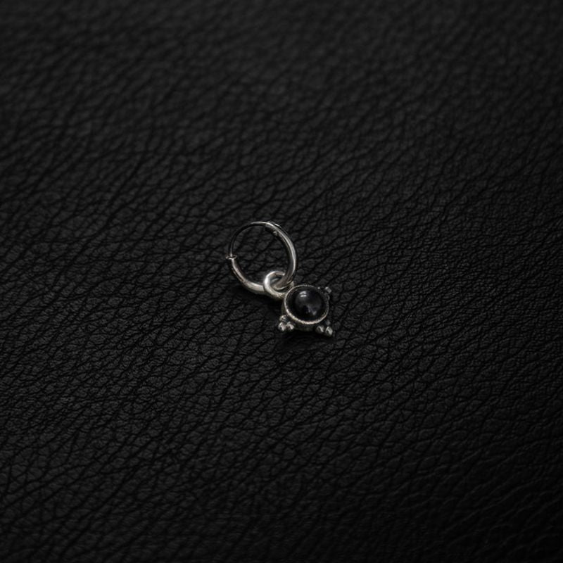 Dark Onyx | Charm Hoop Earrings