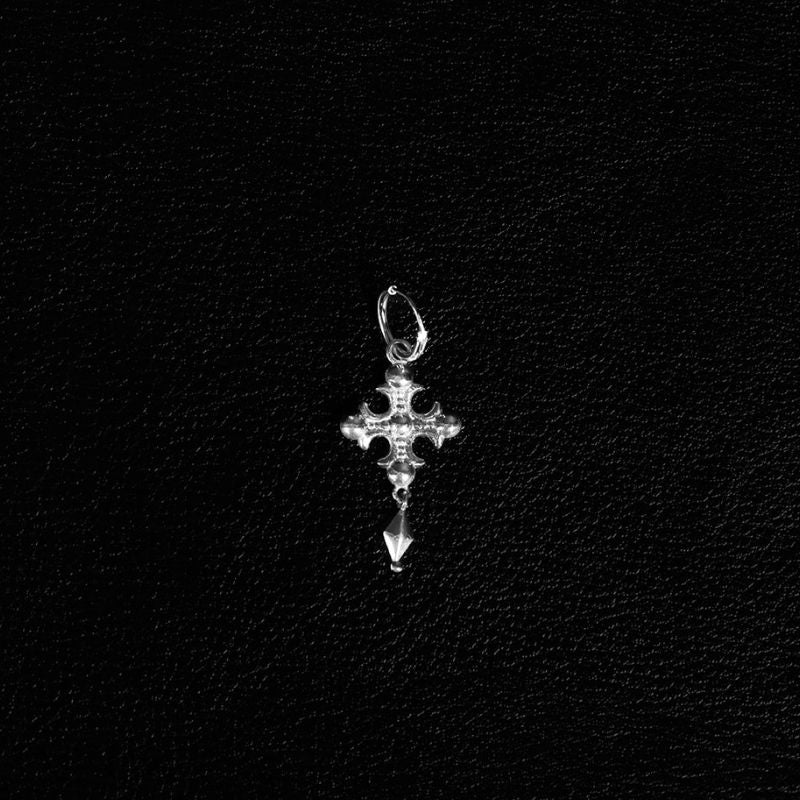 Fleur Cross | Charm Hoop Earrings – 925 Silver - NOIR KĀLA