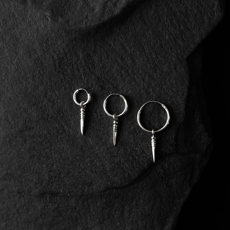 Tiny Phurba | Charm Hoop Earrings – 925 Silver - NOIR KĀLA