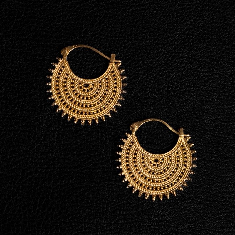 Afghan Lace | Hoop Earrings - Gold - NOIR KĀLA