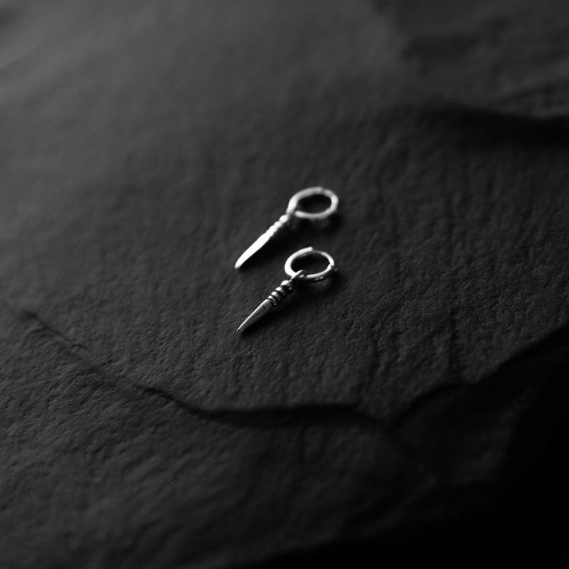 Tiny Phurba | Charm Hoop Earrings – 925 Silver - NOIR KĀLA
