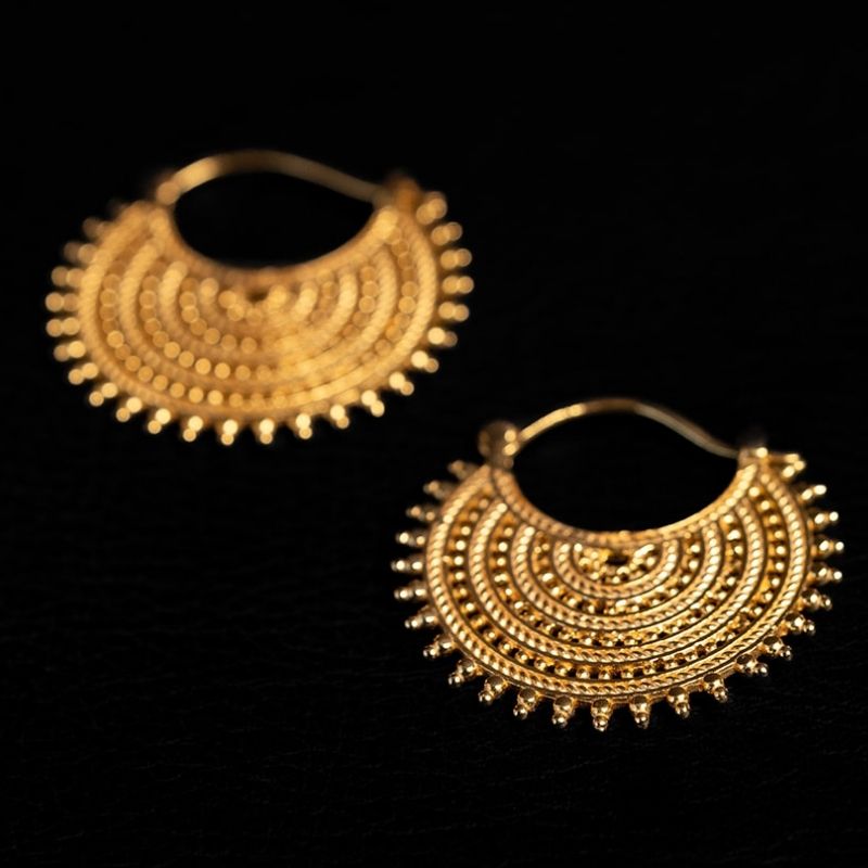 Afghan Lace | Hoop Earrings - Gold - NOIR KĀLA