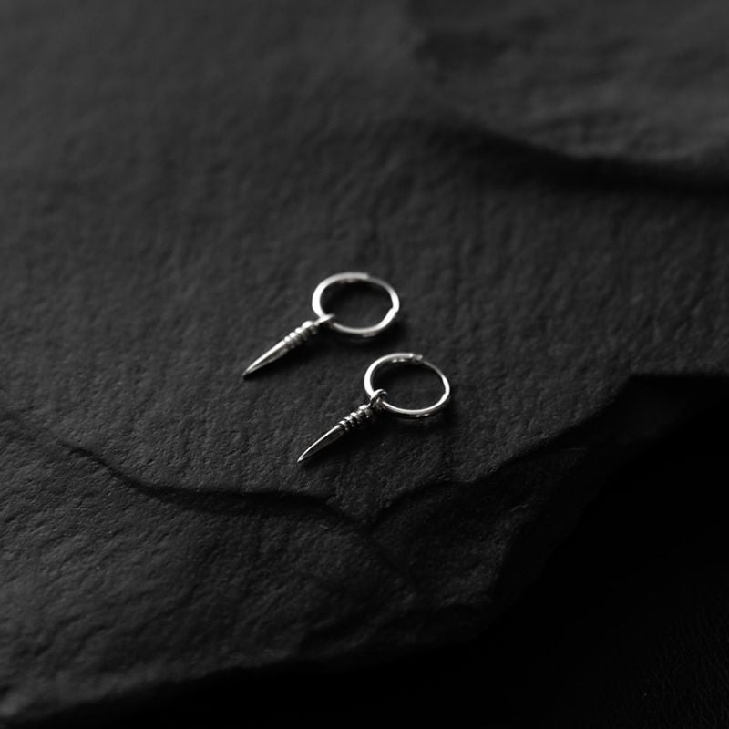 Tiny Phurba | Charm Hoop Earrings – 925 Silver - NOIR KĀLA