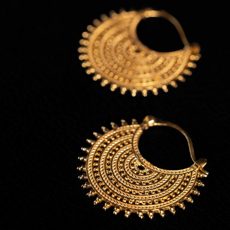 Afghan Lace | Hoop Earrings - Gold - NOIR KĀLA