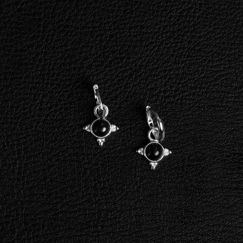 Dark Onyx | Boucles d'oreilles créoles à breloques