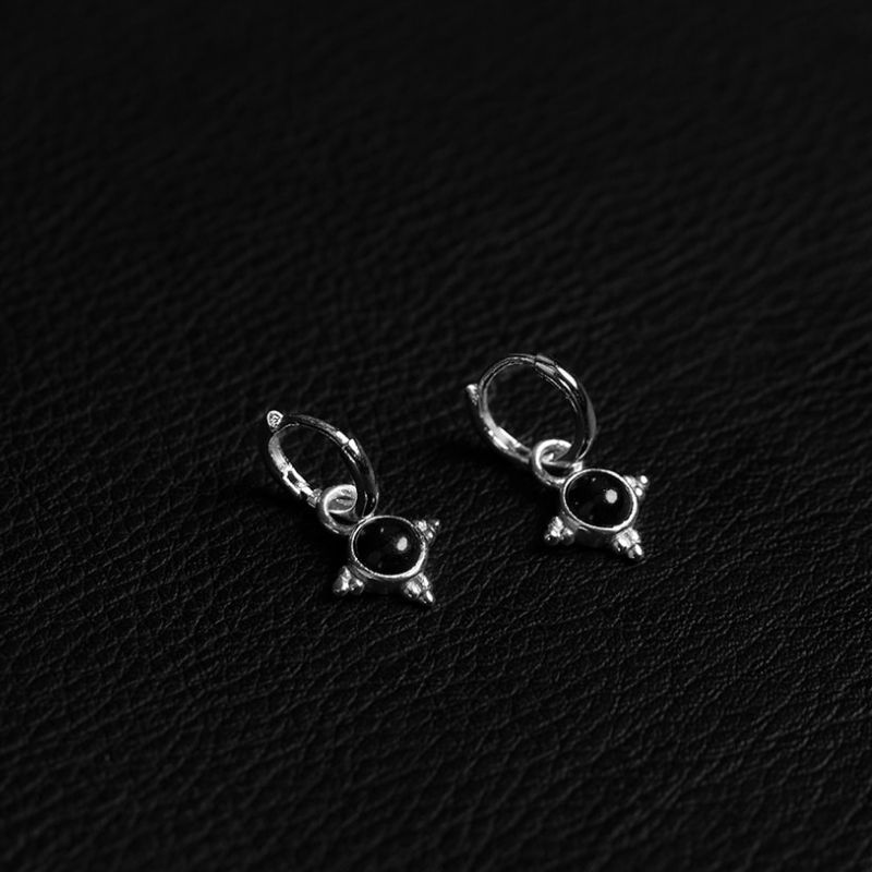 Dark Onyx | Boucles d'oreilles créoles à breloques
