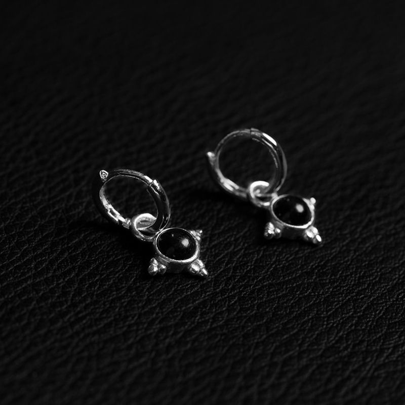 Dark Onyx | Boucles d'oreilles créoles à breloques