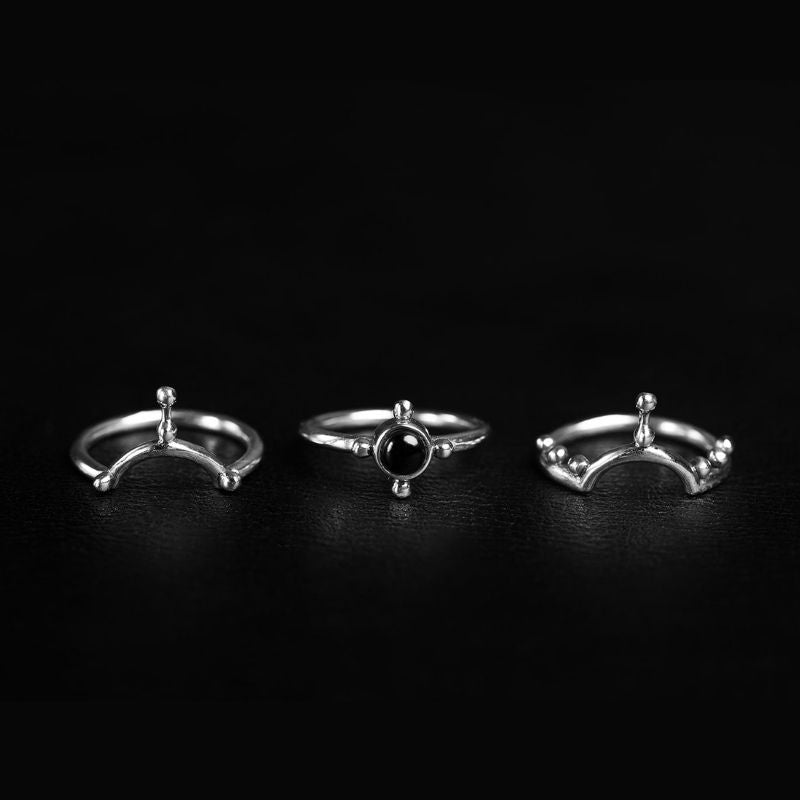 Encoded Beauty | Trio de bagues empilables - NOIR KĀLA