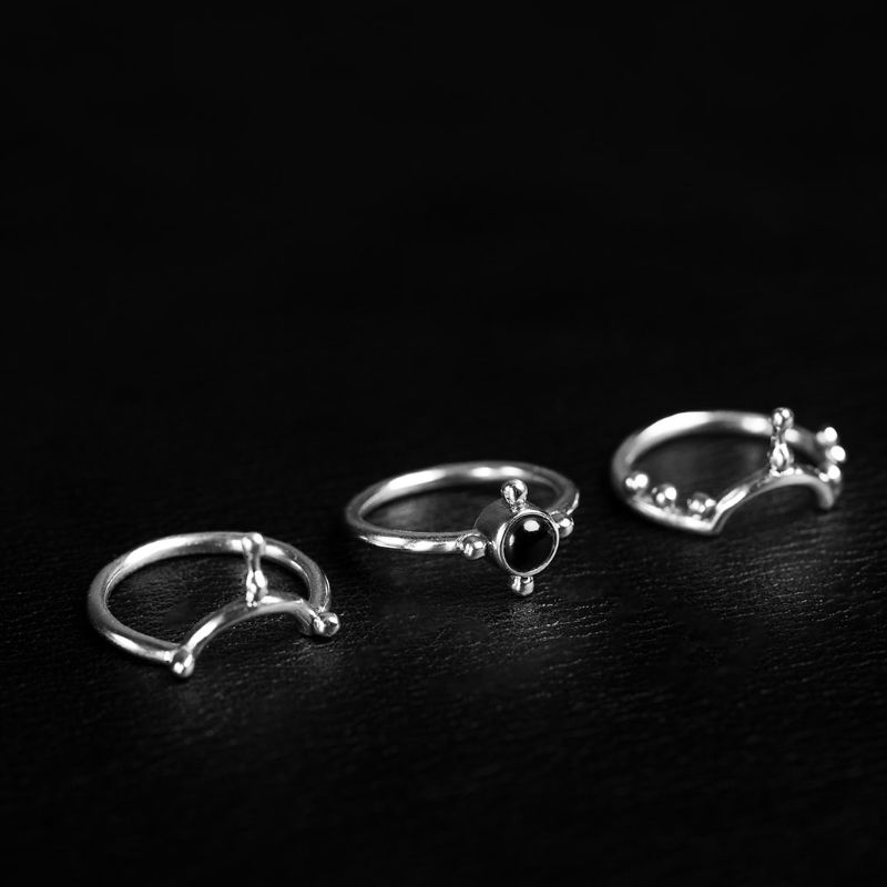 Encoded Beauty | Trio de bagues empilables - NOIR KĀLA
