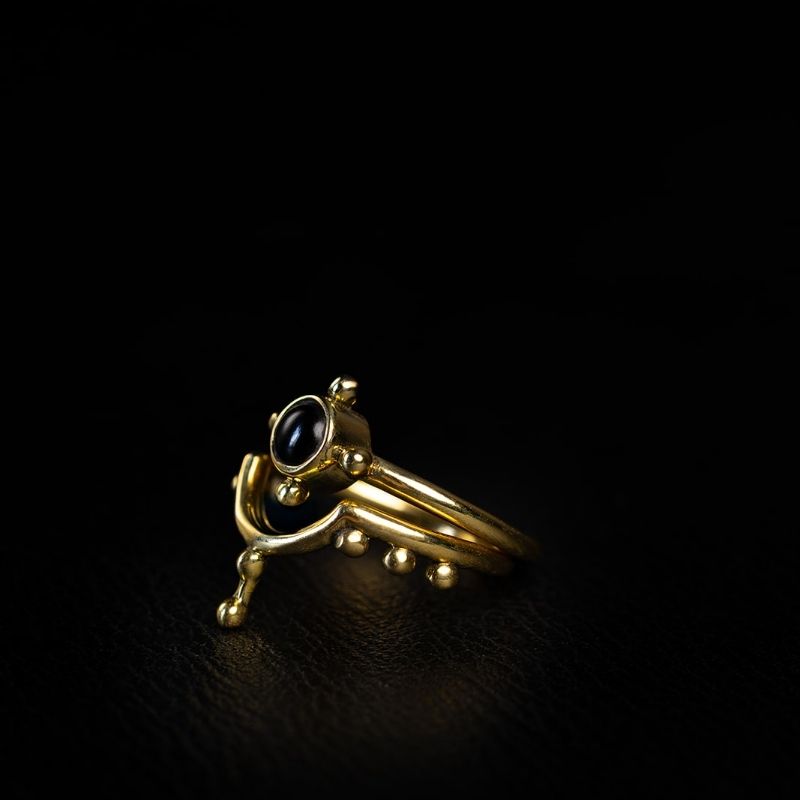 Encoded Beauty | Stacking Duo Rings - Brass - NOIR KĀLA