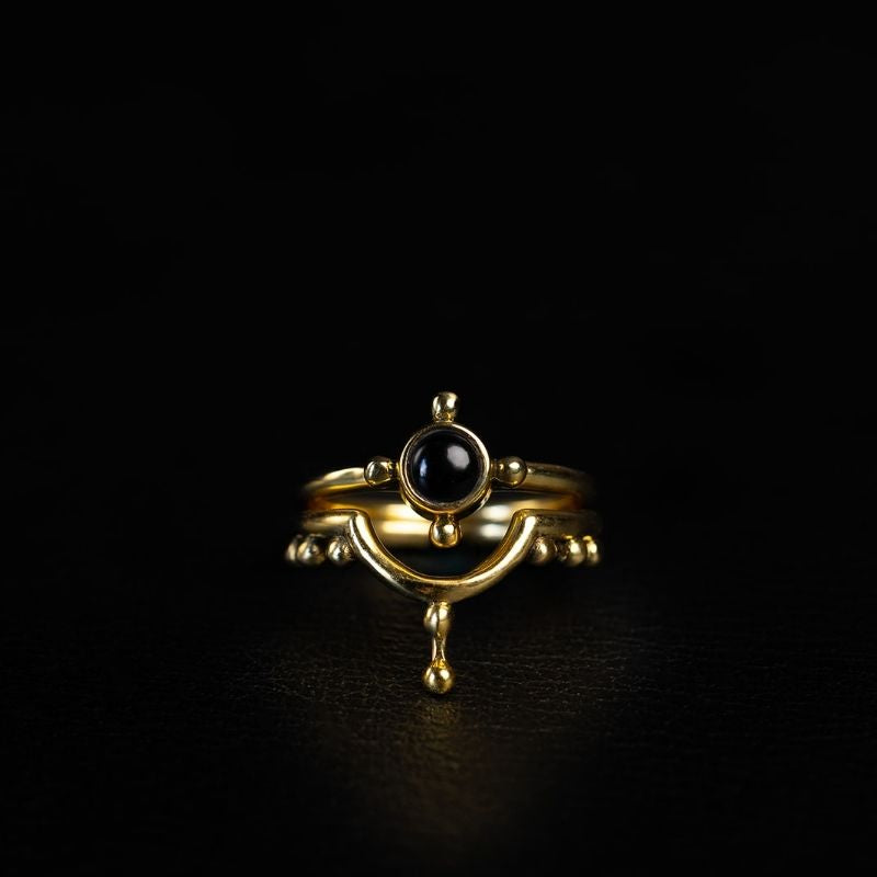 Encoded Beauty | Stacking Duo Rings - Brass - NOIR KĀLA