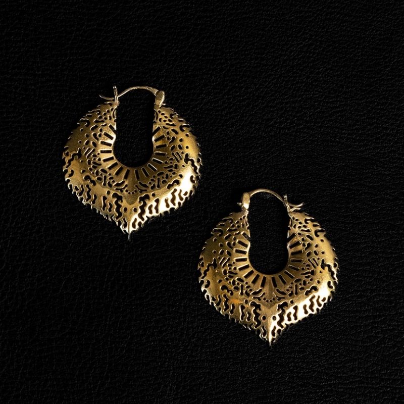 Solar Relic | Hoop Earrings - Brass - NOIR KĀLA - NOIR KĀLA