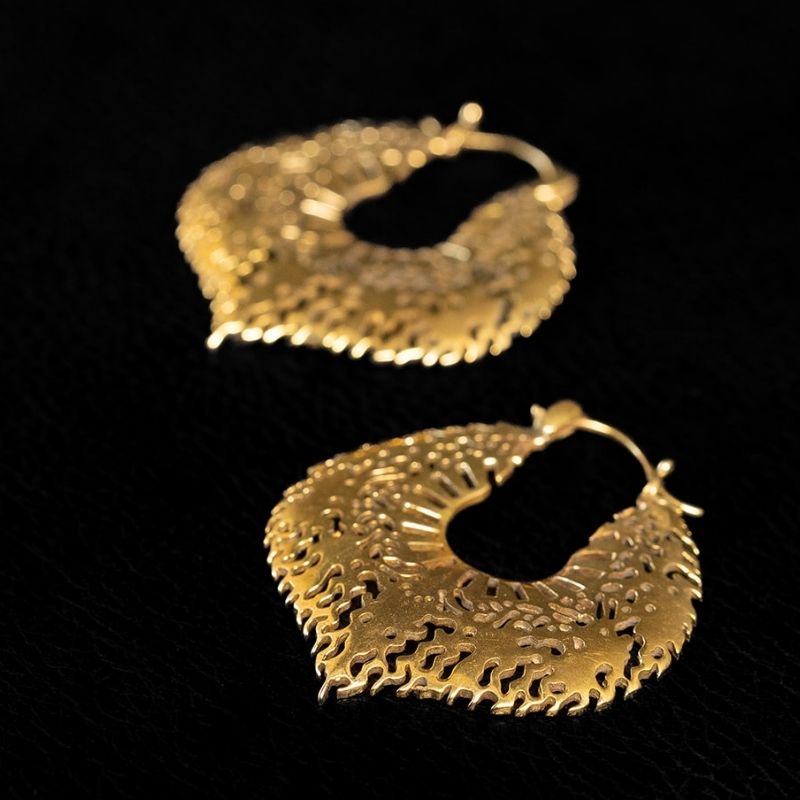 Solar Relic | Hoop Earrings - Brass - NOIR KĀLA - NOIR KĀLA