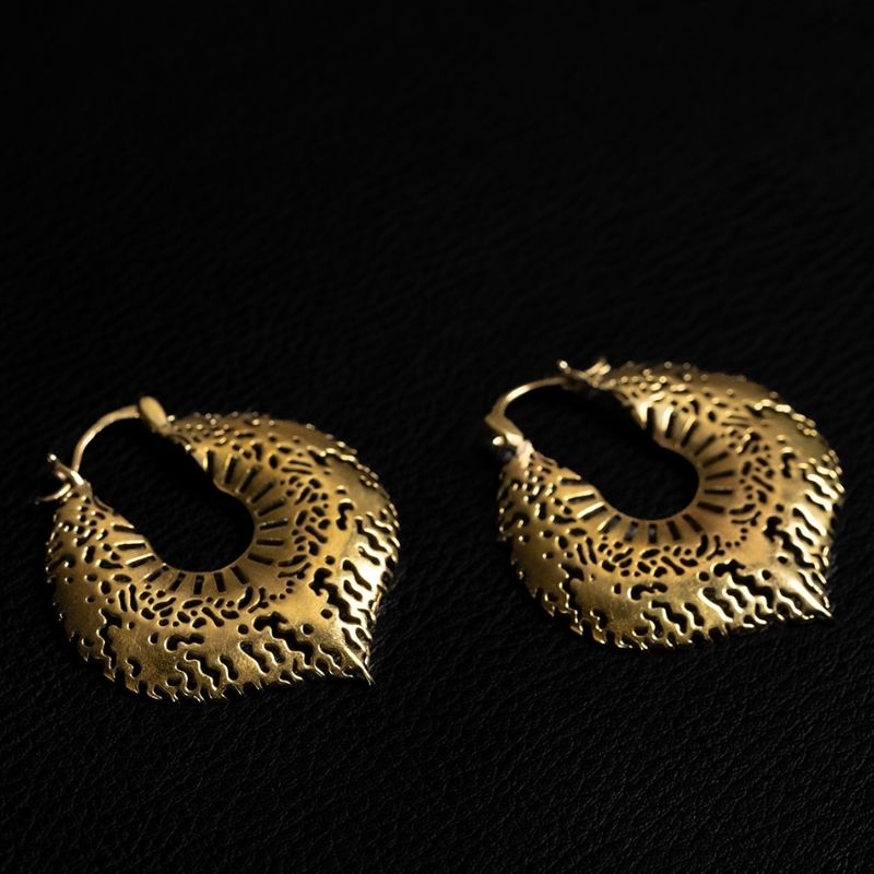 Solar Relic | Hoop Earrings - Brass - NOIR KĀLA - NOIR KĀLA