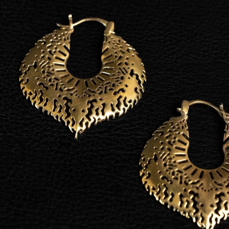 Solar Relic | Hoop Earrings - Brass - NOIR KĀLA - NOIR KĀLA