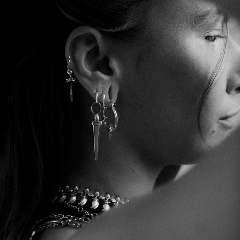 Pyramid Trinket | Charm Hoop Earrings – 925 Silver - NOIR KĀLA