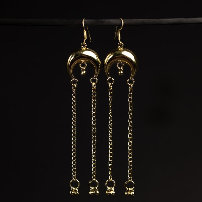 Crescent | Dangle Earrings - Brass - NOIR KĀLA