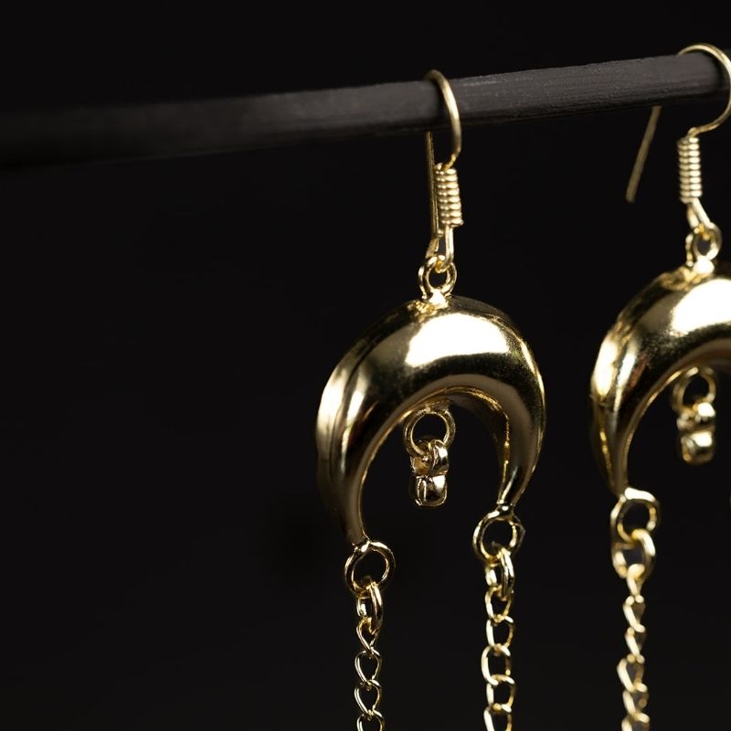Crescent | Dangle Earrings - Brass - NOIR KĀLA