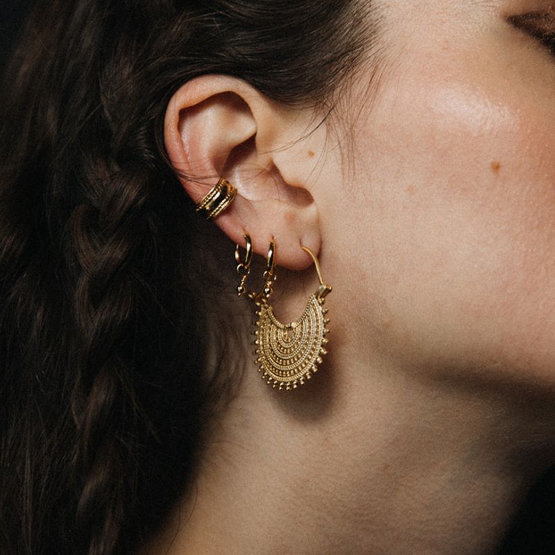 Afghan Lace | Hoop Earrings - Gold