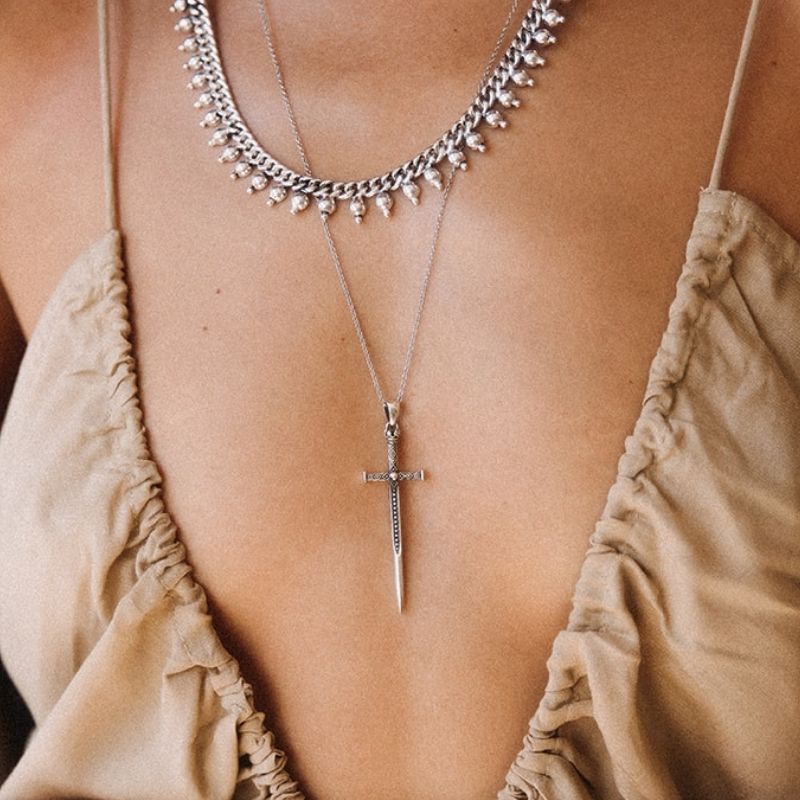 Sacred Sword | Pendant Necklace - 925 Silver - NOIR KĀLA