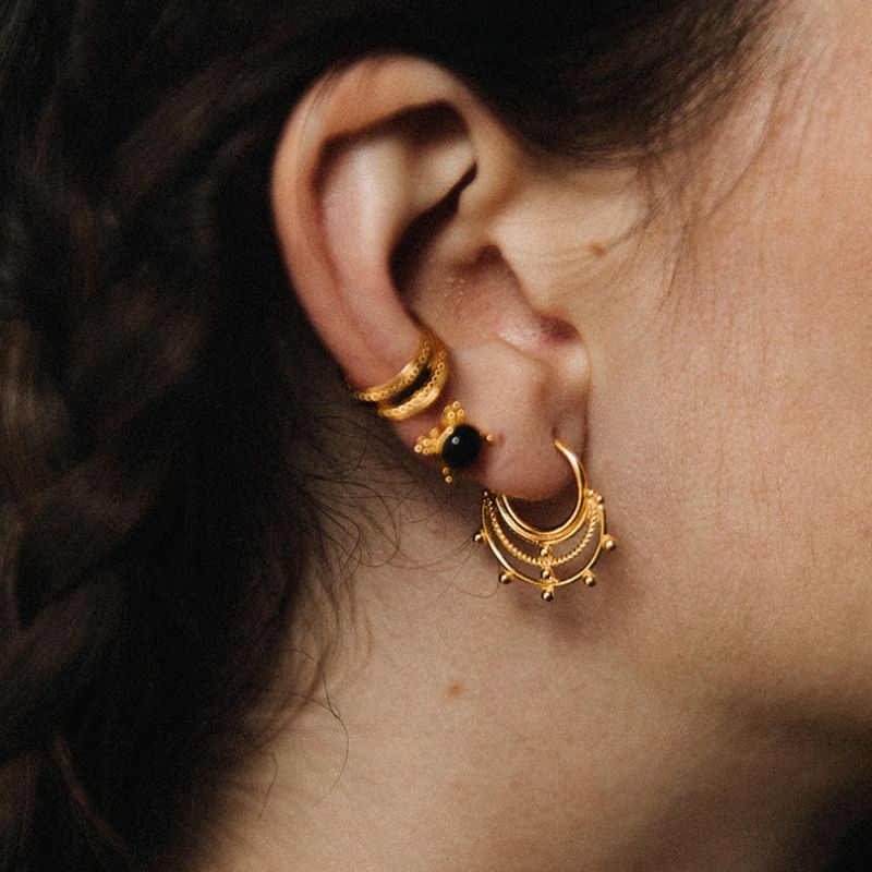 Cosmic | Boucles d'oreilles créoles - Or - NOIR KĀLA