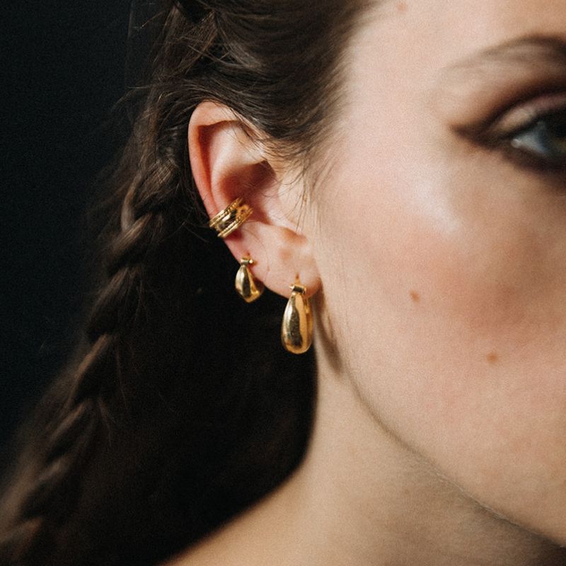 Yasmin | Boucles d'oreilles créoles - Or - NOIR KĀLA