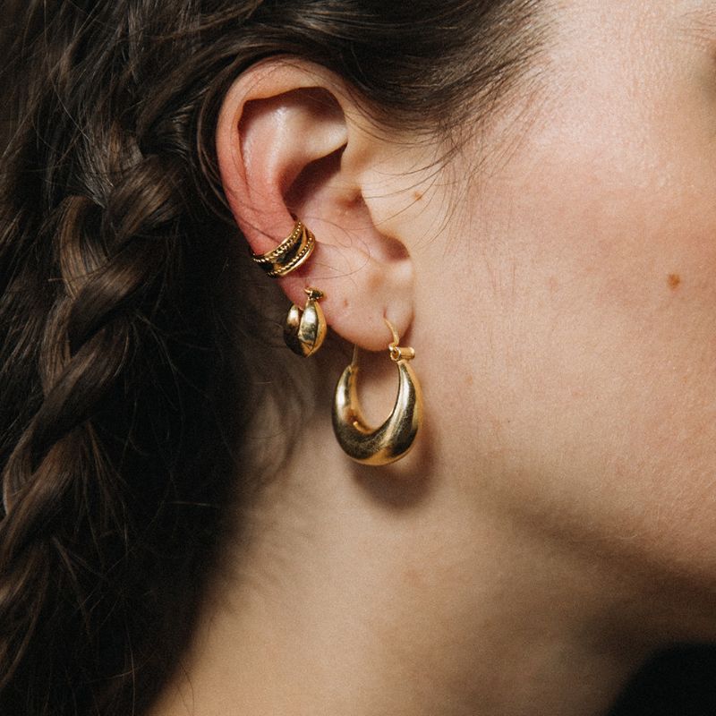 Yasmin | Boucles d'oreilles créoles - Or - NOIR KĀLA