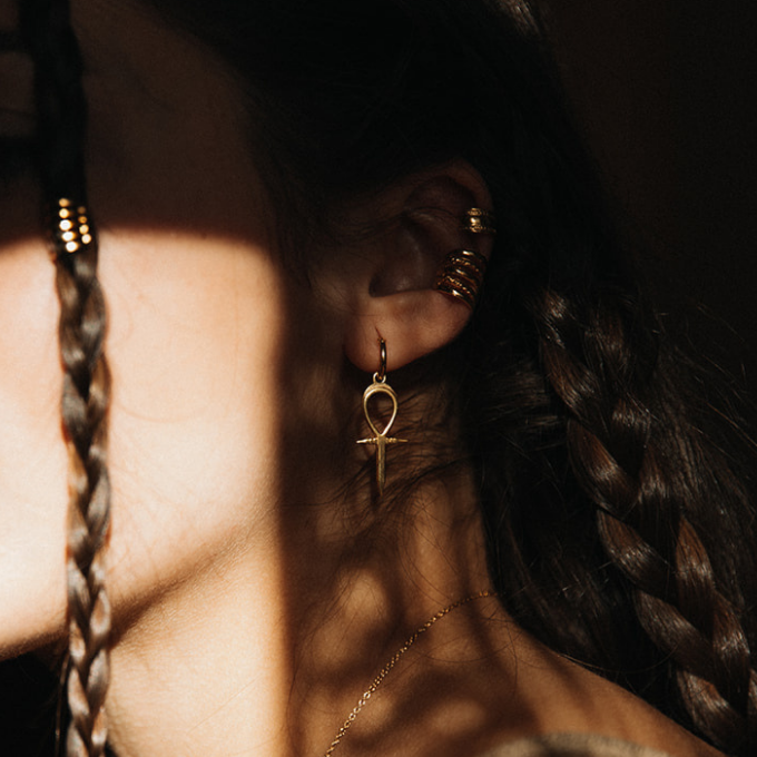 Ankh | Womb of Life Hoop Earrings - Gold