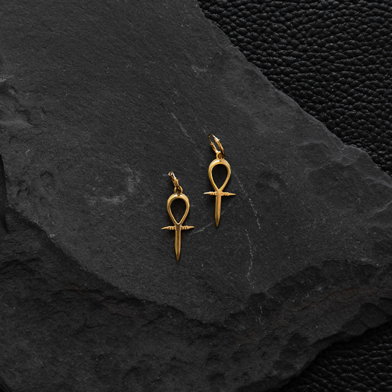 Ankh | Boucles d'oreilles créoles Womb of Life - Or - NOIR KĀLA