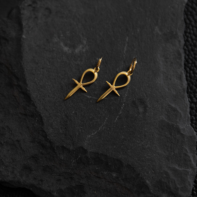 Ankh | Boucles d'oreilles créoles Womb of Life - Or - NOIR KĀLA