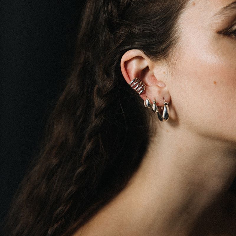 Yasmine | Boucles d'oreilles créoles  - NOIR KĀLA