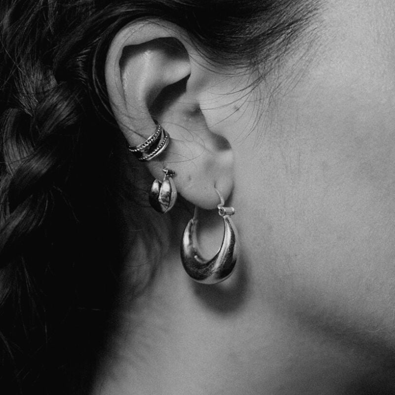 Yasmine | Boucles d'oreilles créoles  - NOIR KĀLA
