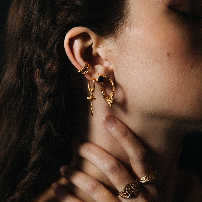 Ancient Future | Boucles d'oreilles créoles - Or - NOIR KĀLA
