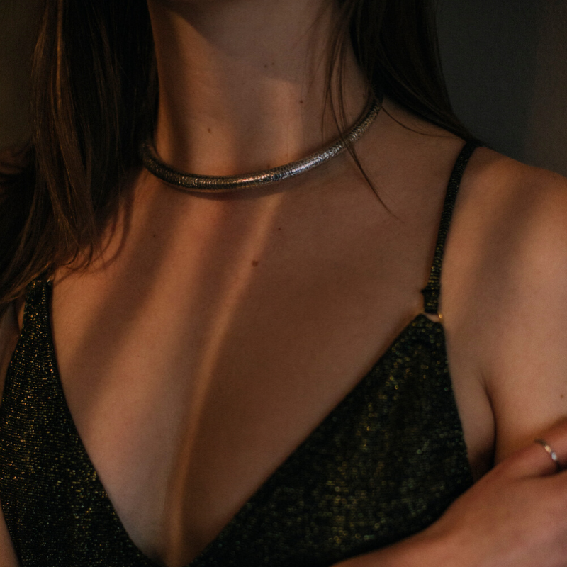 Snake Skin Hoop | Collar Necklace – 925 Silver - NOIR KĀLA
