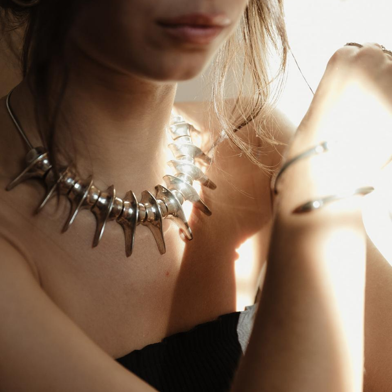 Sekhmet | Collar Neckpiece – 925 Silver - NOIR KĀLA