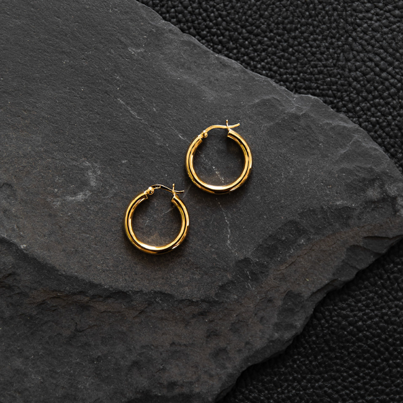Nahi | Boucles d'oreilles créoles - Or - NOIR KĀLA