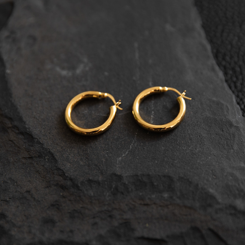 Nahi | Boucles d'oreilles créoles - Or - NOIR KĀLA