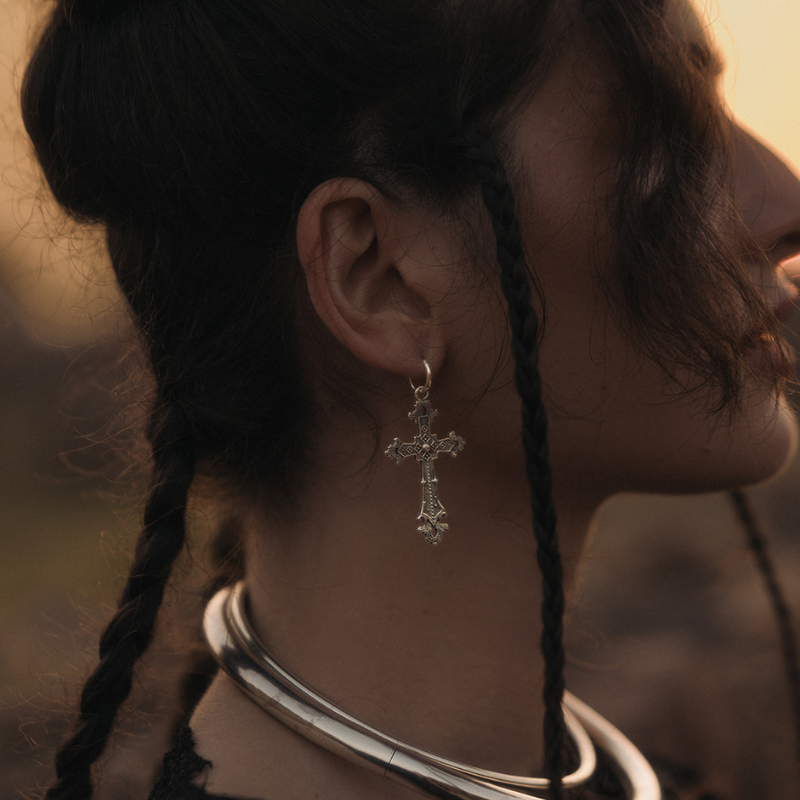 Medieval Cross | Boucles d'oreilles créoles - Argent 925