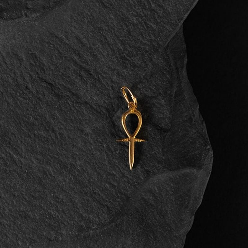 Ankh | Boucle d&#39;oreille créole solo Womb of Life - Or 