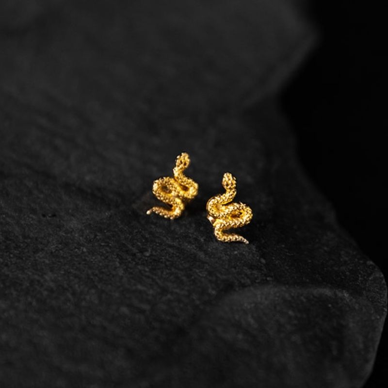 Serpentine | Stud Earrings - Gold